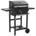 vidaXL Charcoal-Fueled BBQ Grill with Bottom Shelf Black - 38.2" x 22.4" x 39"