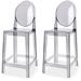 Set of 2 Modern 25" Seat Counter Height Stool With Oval Backs Plastic Molded High Chairs For Dining Patio Kitchen Crystal Garden