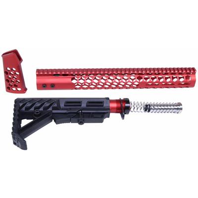 Guntec USA AR-15 Honeycomb Series Complete Furniture Set Gen 2 Anodized Red HC-SET-G2-RED