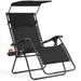 Gymax Folding Recliner Zero Gravity Lounge Chair W/ Shade Canopy Cup