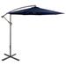 10ft Offset Outdoor Patio Umbrella with Hand Crank, Navy Blue