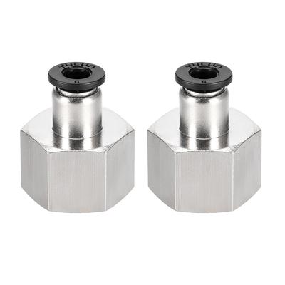 Push to Connect Tube Fitting Adapter 6mm OD x 1/2 NPT Straight Connecter 2pcs - Silver Tone,Black