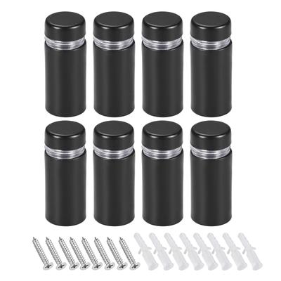 Glass Standoff Mount Wall Standoff Nails 12mm Dia 28mm Length 8 Pcs - Black