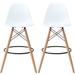 Set of 2 Modern 28" Color Seat Height DSW Molded Armless Plastic Counter Bar Stool Natural Wood Eiffel Dowel Legs Kitchen