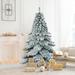 Gymax 6ft Artificial Christmas Tree Snow Flocked Hinged Pine Tree w/ - See Details