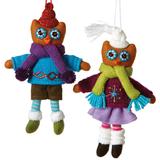 Boy and Girl Owl Couple in Sweaters Holiday Ornaments Set of 2 Midwest CBK - Multi