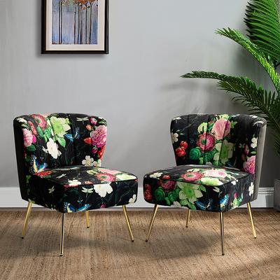 Almira Contemporary Upholstered Armless Side Chair with Tufted Back Set of 2 by HULALA HOME