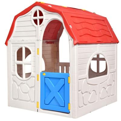 Kids Cottage Playhouse Foldable Plastic Indoor Outdoor Toy - 38.5