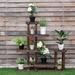 Costway Outdoor Wooden Plant Flower Display Stand 6 Wood Shelf Storage - 40'' x 10'' x 38''