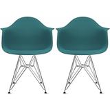 Set of 2 Plastic Eiffel Molded Shell Retro Dining Chairs Accent For Living Room Kitchen Chrome Desk Designer Office