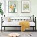 VECELO Metal Twin Size Daybed with Antique Graceful Lines, Daybed with Trundle, Black&White