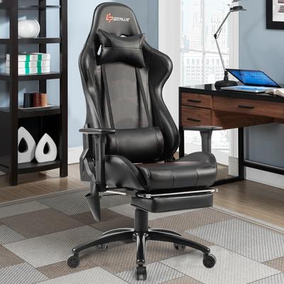 Goplus Massage Gaming Chair Adjustable Reclining Racing Chair