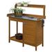 Outdoor Home Garden Potting Bench with Metal Table Top and Storage Cabinet - 49" H x 44" W x 18" D