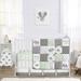Sweet Jojo Designs Mint, Grey and White Watercolor Elephant Safari Collection Unisex 4-piece Crib Bedding Set