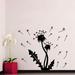 Dandelion Blossom Flowering Art Mural Vinyl Sticker Kids Living Room Interior Design Decor Sticker Decal size 44x44 Color Black