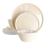 Elama Crafted Clay 12 Piece Lightweight Melamine Dinnerware Set in Cream - N/A