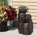 Stacked Rustic Barrel Outdoor Water Fountain 29" Water Feature w/ LEDs