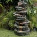 Alpine Corporation 58" Tall Outdoor 8-Tier Rainforest Rock Water Fountain with LED Lights