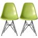 Set of 2 Modern Plastic Side Chairs Molded Dowel Eiffel For Kitchen Dining Accent Dark Black Wire Chrome Metal Legs