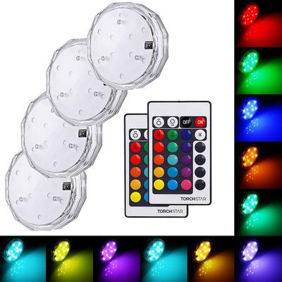 LED Underwater Lights with Remote, Battery Operated, Multi-Color, Pack of 4