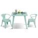 Gymax 3 Pcs Kids Dining Set Square Table & 2 Armchairs Play Learn