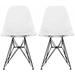 Set of 2 Modern Plastic Side Chair Colorsa Dark Black Wire Chrome Metal For Kitchen Dining Living Room Bedroom Office