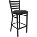 Black Metal Ladder-Back Restaurant Style Bar Stool - 17 x 18 x 42.2 inches