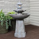 2-Tiered Pagoda Outdoor Water Fountain with LED Light - 40-Inch - 40"