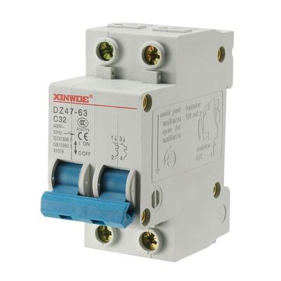 2Poles 32A 400V Low-voltage Miniature Circuit Breaker Din Rail Mount DZ47-63 C32