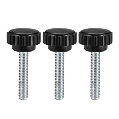 M6x35mm Male Thread Knurled Clamping Knobs Grip Thumb Screw on 3Pcs - Black,Silver Tone