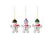 3 White, Red, Green Hcrafted Assorted Snowmen Dregeno Ornaments, 2"