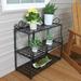 3-Tier Plant Stand Iron Metal Shelves with Decorative Scroll Edging