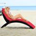 Gymax 2PCS Foldable Rattan Wicker Chaise Lounge Chair w/ Red Cushion - See Details