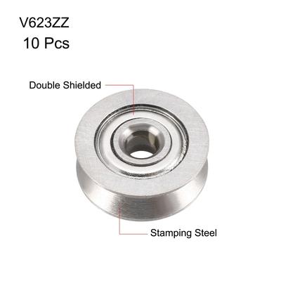 V623ZZ Deep Groove Ball Bearings 3x12x4mm Double Shielded Bearings 10pcs - MF74ZZ (4Qty)