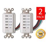 Bathroom Fan Auto Shut Off 5-10-15-30 Minute Outlet - Countdown Electrical Wall Switch Timer, White Plug in Outlets (2 Pack)