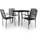 vidaXL 5 Piece Patio Dining Set Cotton Rope and Steel Black