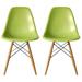 Set of 2 Designer Plastic Eiffel Chairs Solid Wood Legs Retro Dining Molded Shell Hotel Dowel For Kitchen Bedroom Work