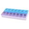 Household Hiking 14 Compartments Medicine Pill Holder Storage Box Case - White,Blue,Purple