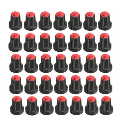 35Pcs 6mm Insert Shaft 17x15mm Plastic Potentiometer Rotary Knob Red