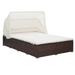 vidaXL 2-Person Sunbed with Cushion Poly Rattan Brown - 76.4 x 47.4" x 43.3"