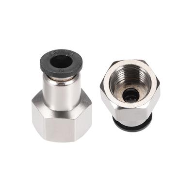 Push to Connect Tube Fitting Adapter 6mm OD x 1/4BSPT Female Silver Tone 2pcs - Silver Tone,Black