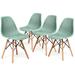 4 Pcs Modern Plastic Hollow Chair Set with Wood Leg - 22" x 18" x 32.5" (L x W x H)