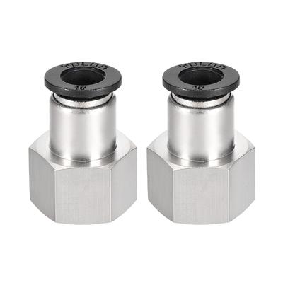 Push to Connect Tube Fitting Adapter 10mm OD x 1/2 NPT Straight Connecter 2pcs - Silver Tone,Black