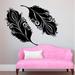 2 Feathers Nib Floral Interior Design Vinyl Sticker Art Mural Kids Room Wall Decor Sticker Decal (22 x 26) - Black