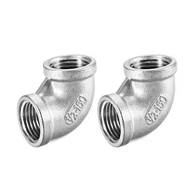 Stainless Steel 304 Pipe Fitting Elbow 1/2BSPT Female x 1/2BSPT Female 2pcs - Silver Tone