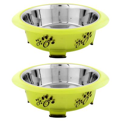 Iconic Pet Color Splash Designer Oval Fusion Bowl in Gray- Small - Set of 2