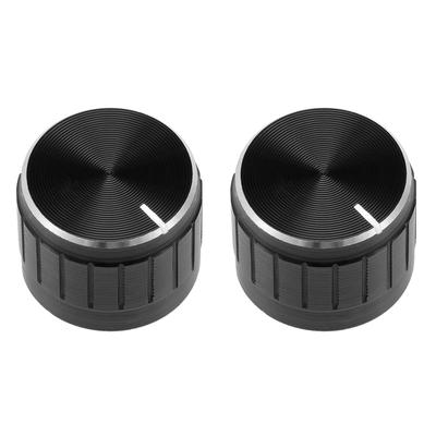 2Pcs 21x17mm Aluminium Alloy Potentiometer Rotary Knob Knurled Shaft Hole - #A-2pcs-black