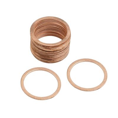 20pcs 25mm Inner Dia Copper Washers Flat Sealing Gaskets Ring for Car - Copper Tone