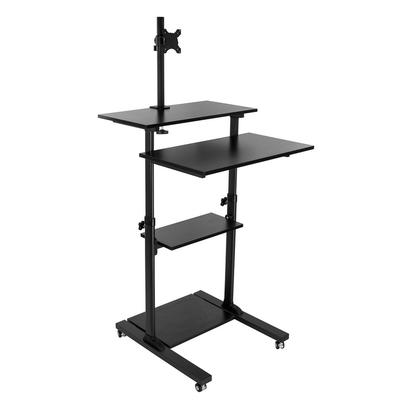 Mount-It Mobile Stand Up Desk / Height Adjustable Computer Rolling Presentation Cart With Monitor Arm , Black