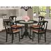 East West Furniture 5 Piece Dinette Set- a Round Dining Table with Dropleaf and 4 Faux Leather Dining Room Chairs, Black